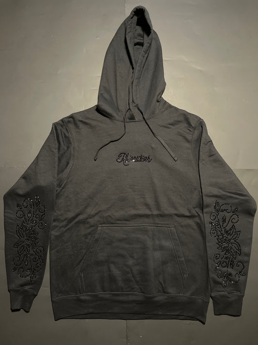 Rhinestars Lotus Blackout Rhinestone hoodie(M)