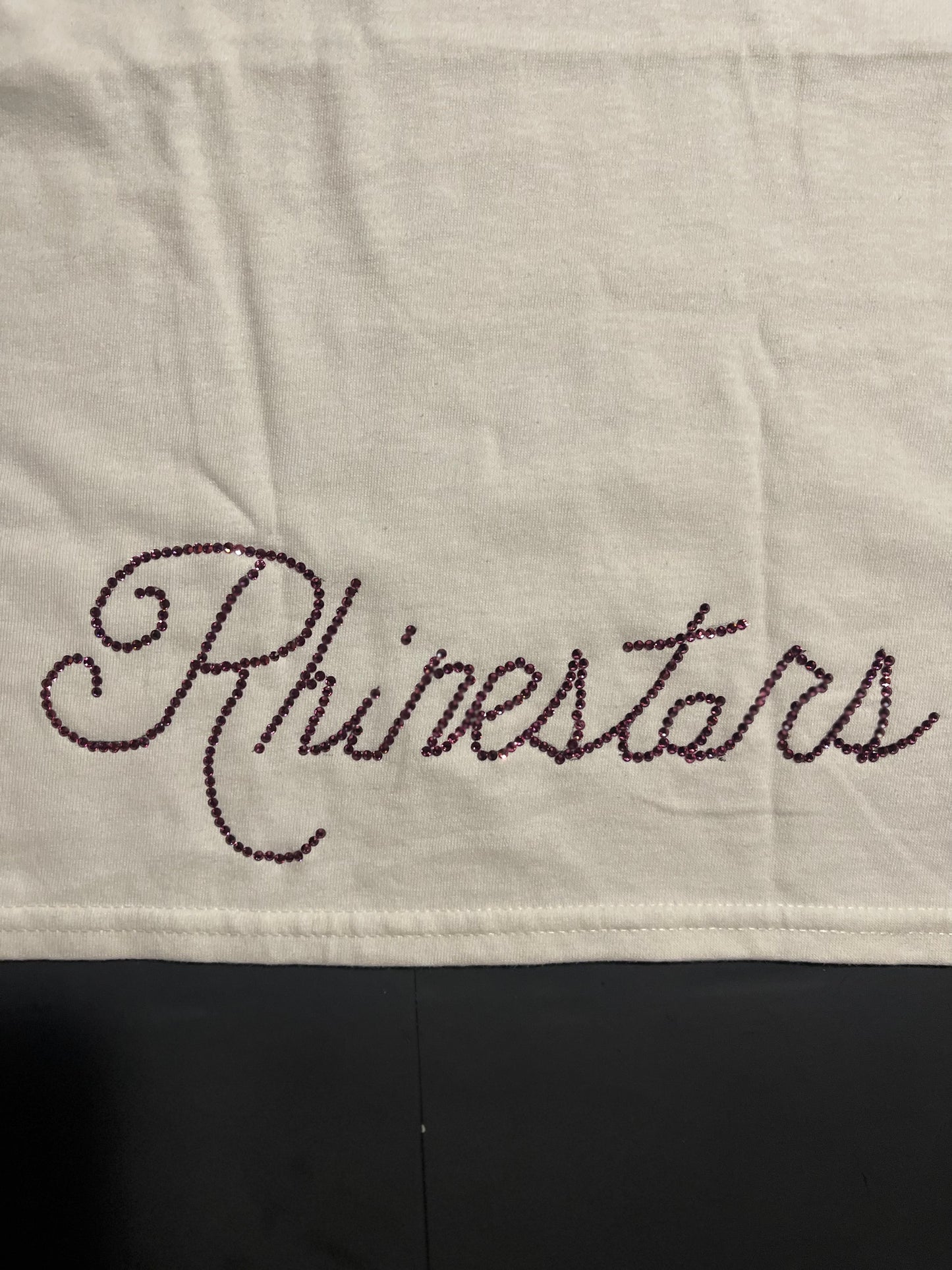 Low Rhinestars name bow pink Rhinestone shirt(size7)