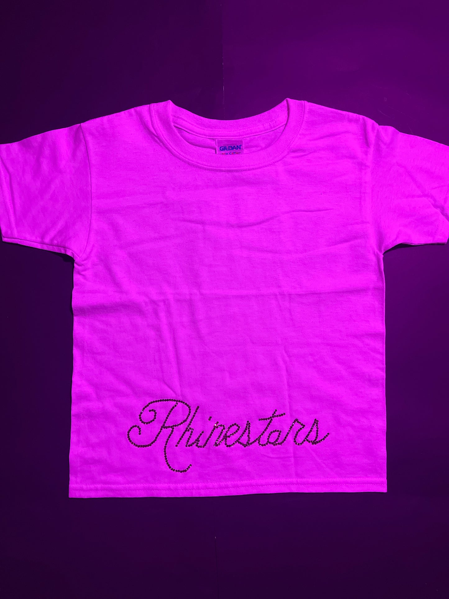Low Rhinestars name bow pink Rhinestone shirt(size7)