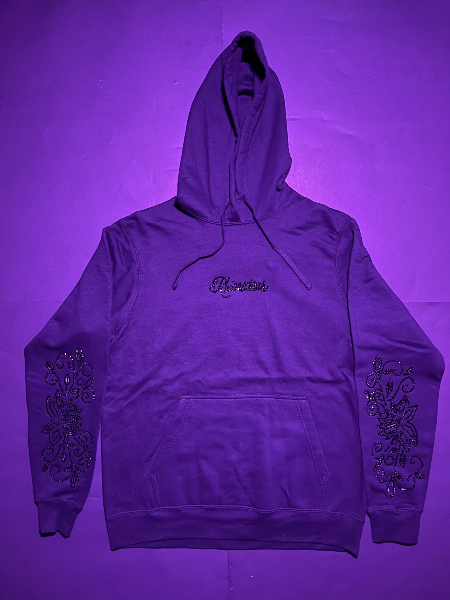 Rhinestars Lotus Blackout Rhinestone hoodie(M)