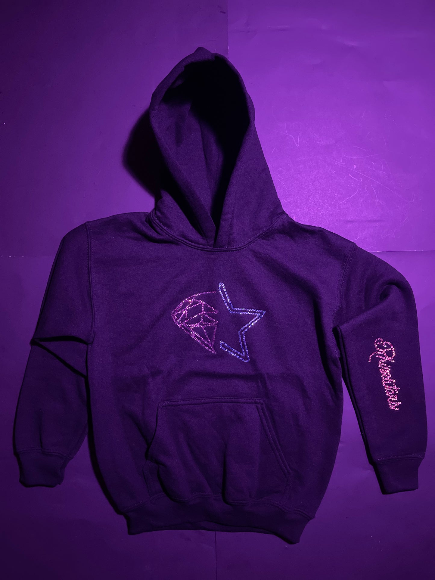 Rhinestars cotton candy logo Rhinestone Hoodie(S)(kids)