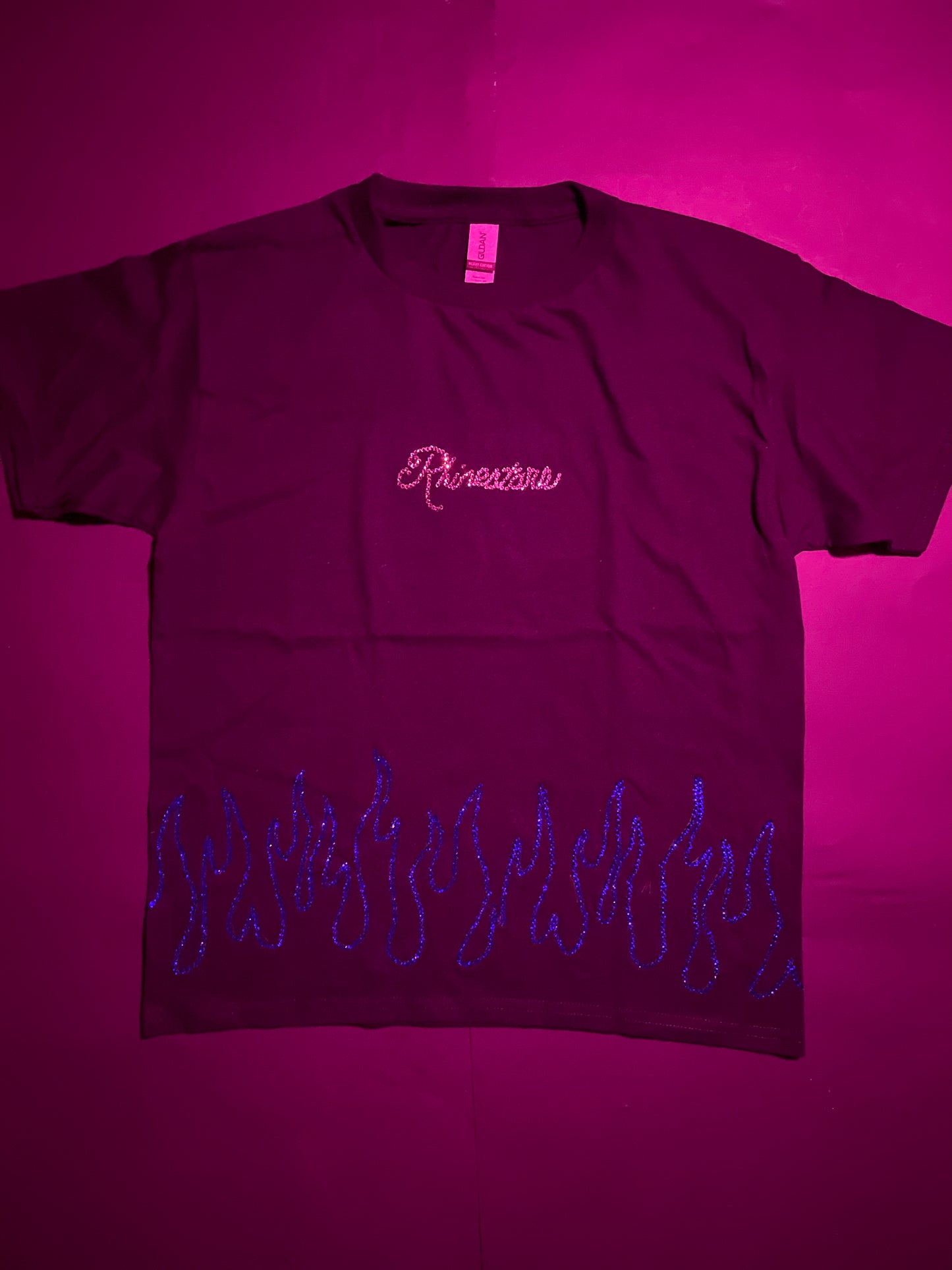Rhinestars Blue fye Rhinestone shirt(kids)(L)