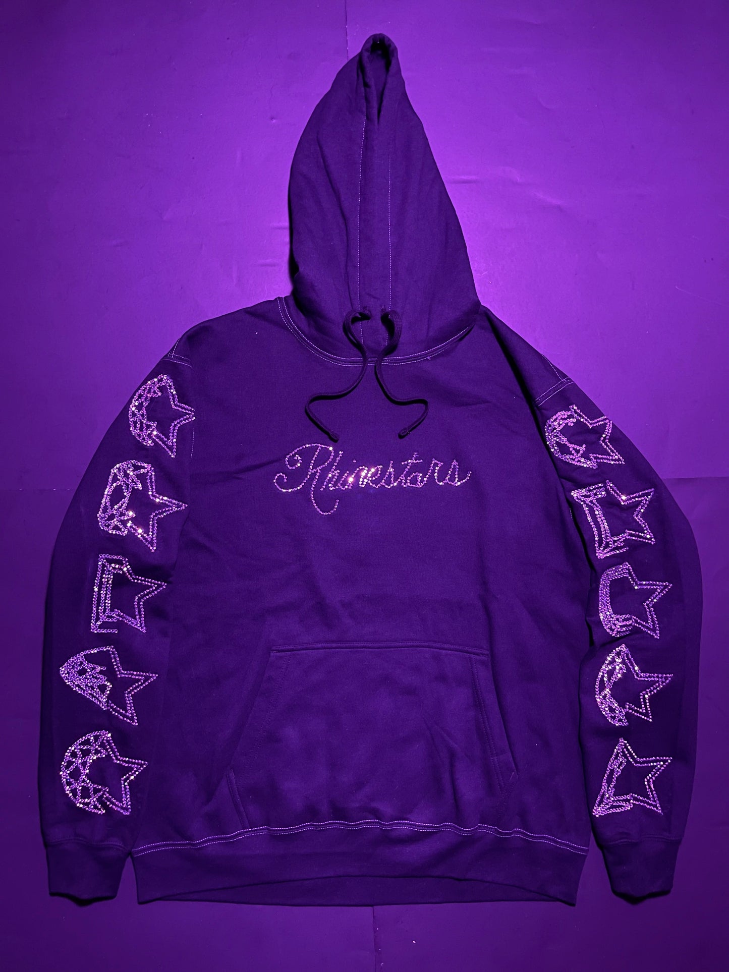 Rhinestars all star sleeve classic hoodie Rhinestone hoodie(L)