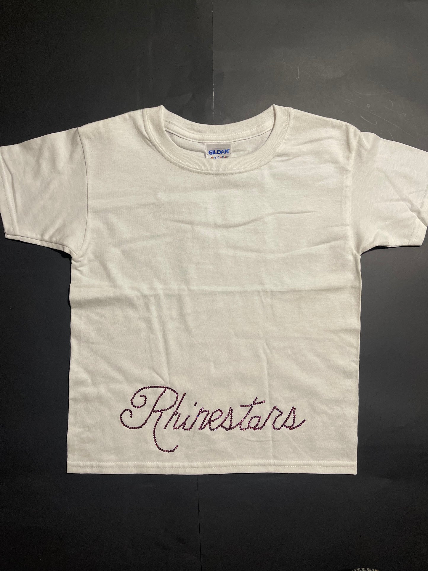 Low Rhinestars name bow pink Rhinestone shirt(size7)