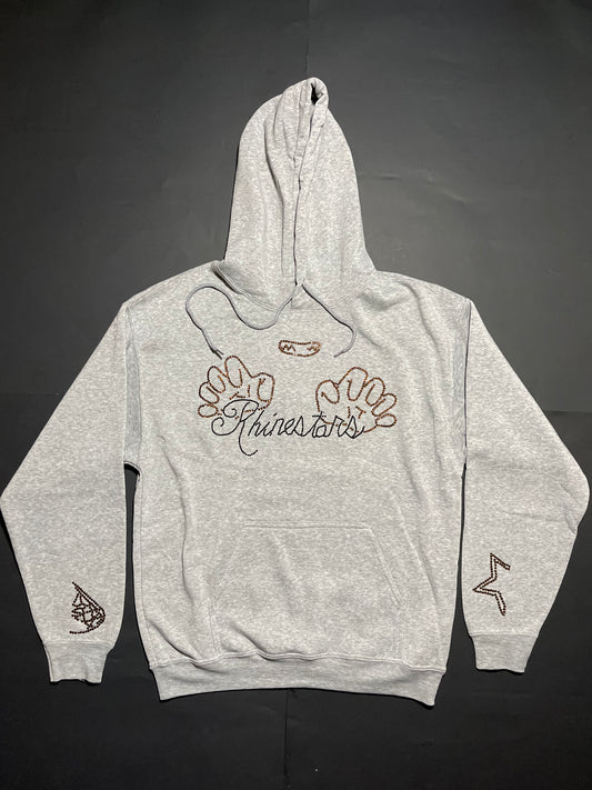 Pushing Rhinestars name Rhinestone hoodie(M)