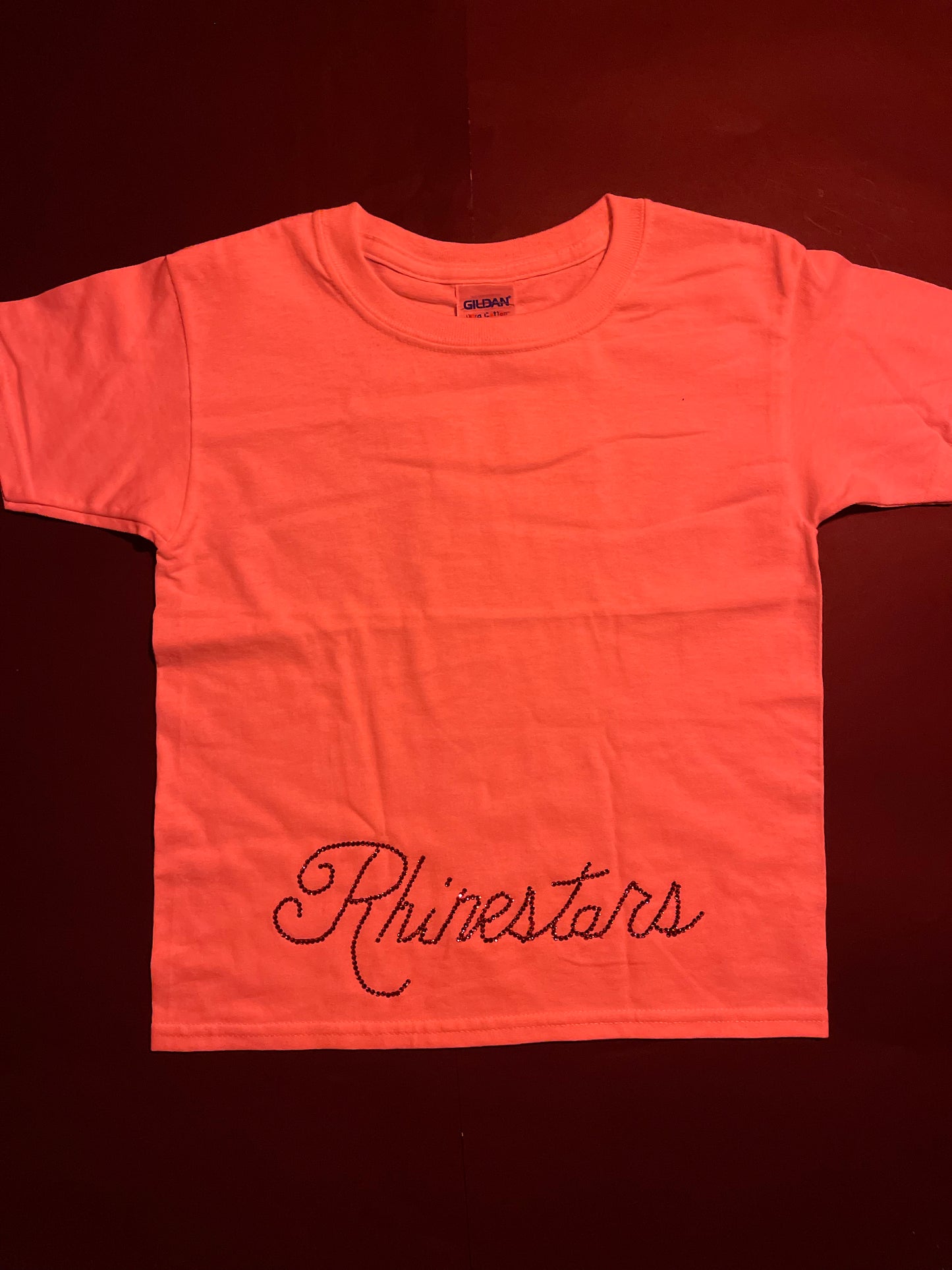 Low Rhinestars name bow pink Rhinestone shirt(size7)