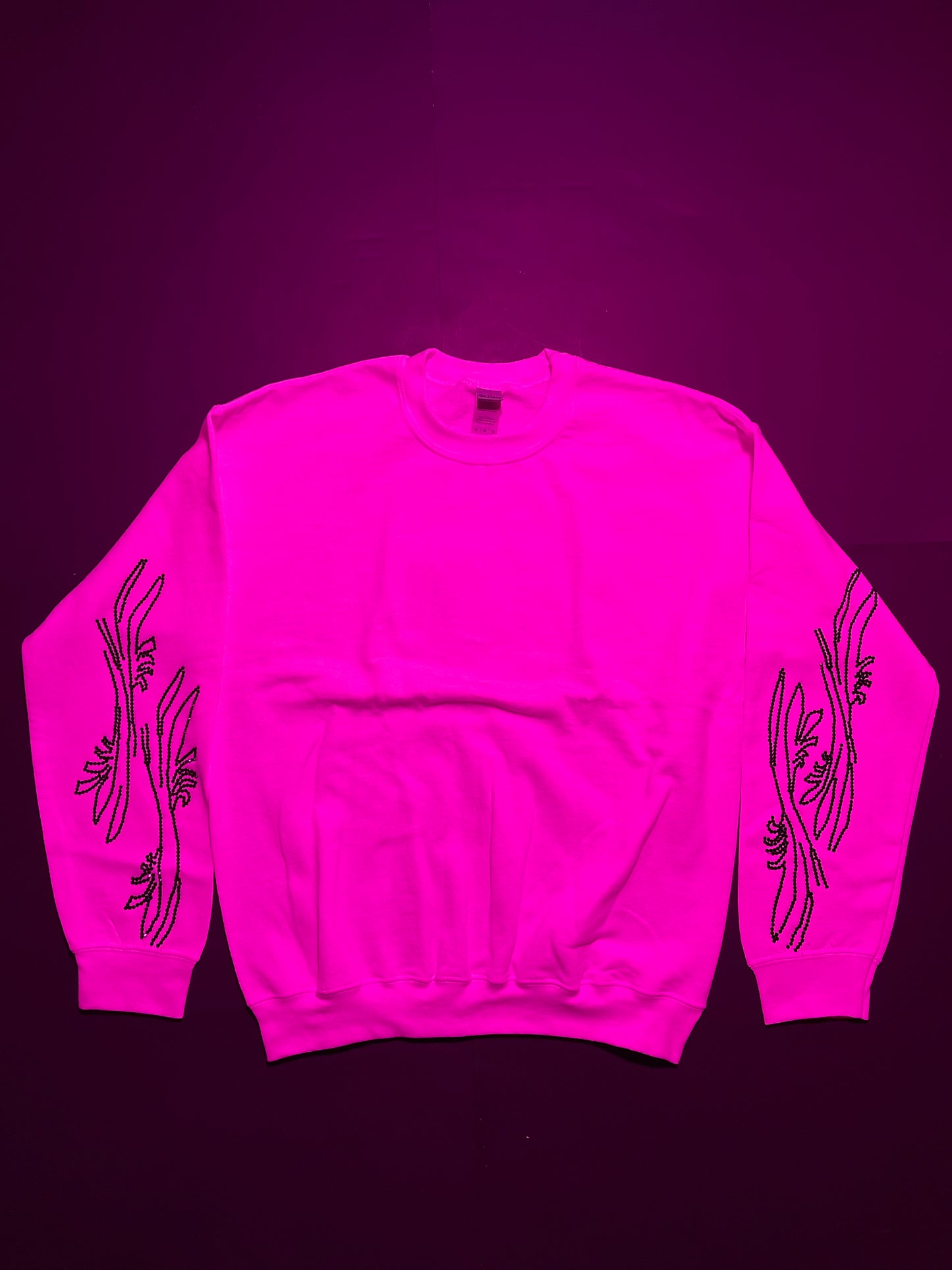 Featherssleeve Rhinestone Crewneck (M)