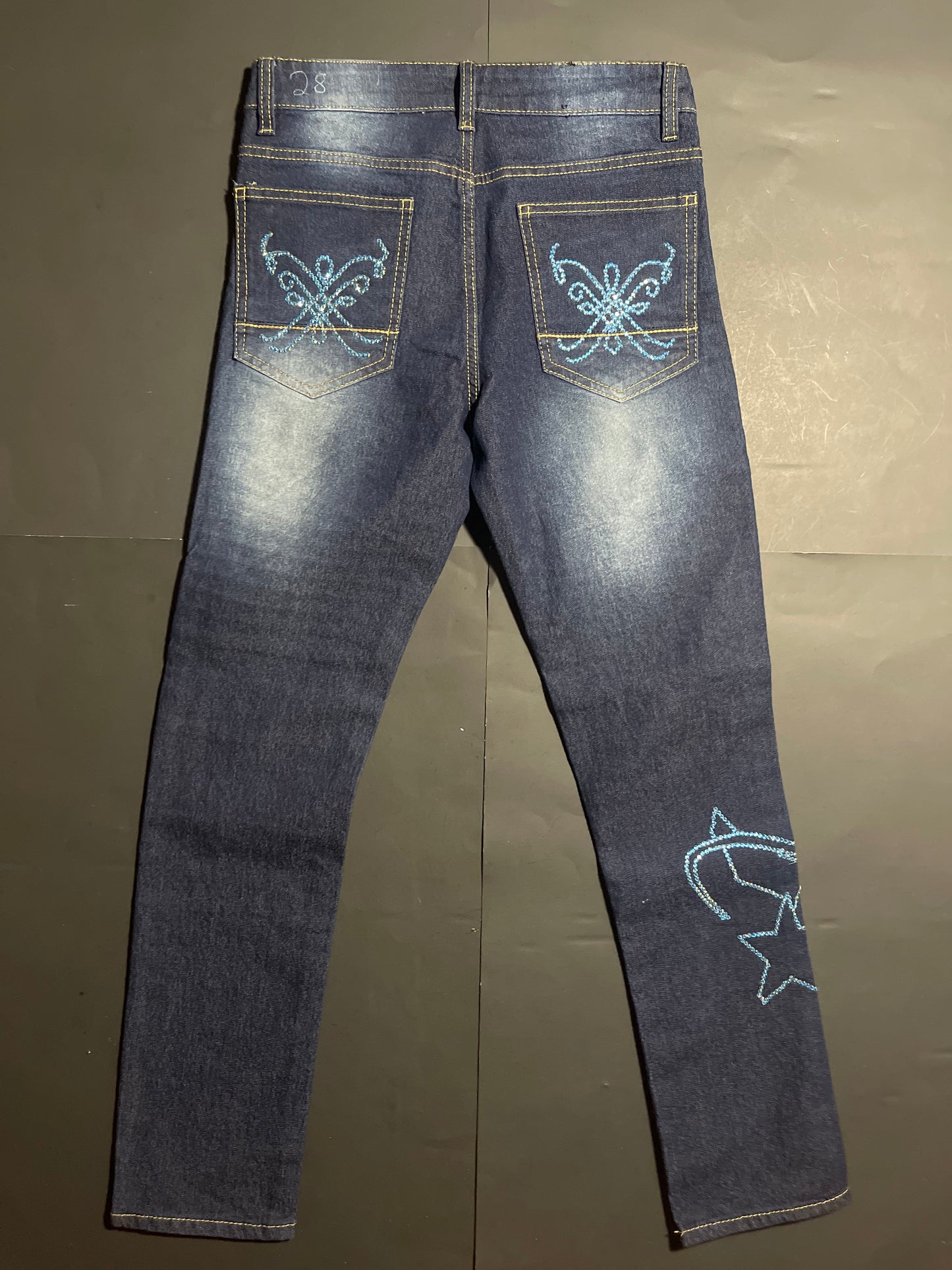 Rhinestars glacier name textured Rhinestone Jeans(28x)