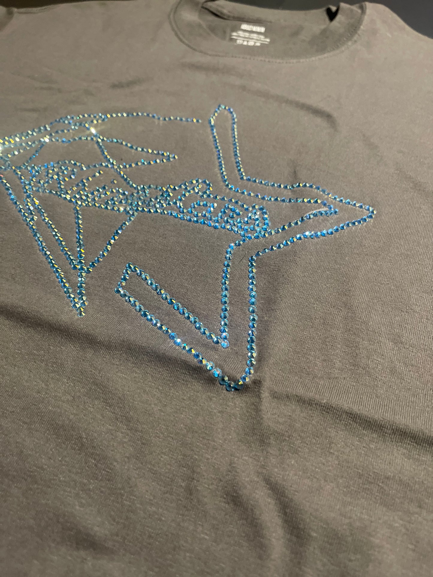 Rhinestars grey glacier Rhinestone shirt (M)