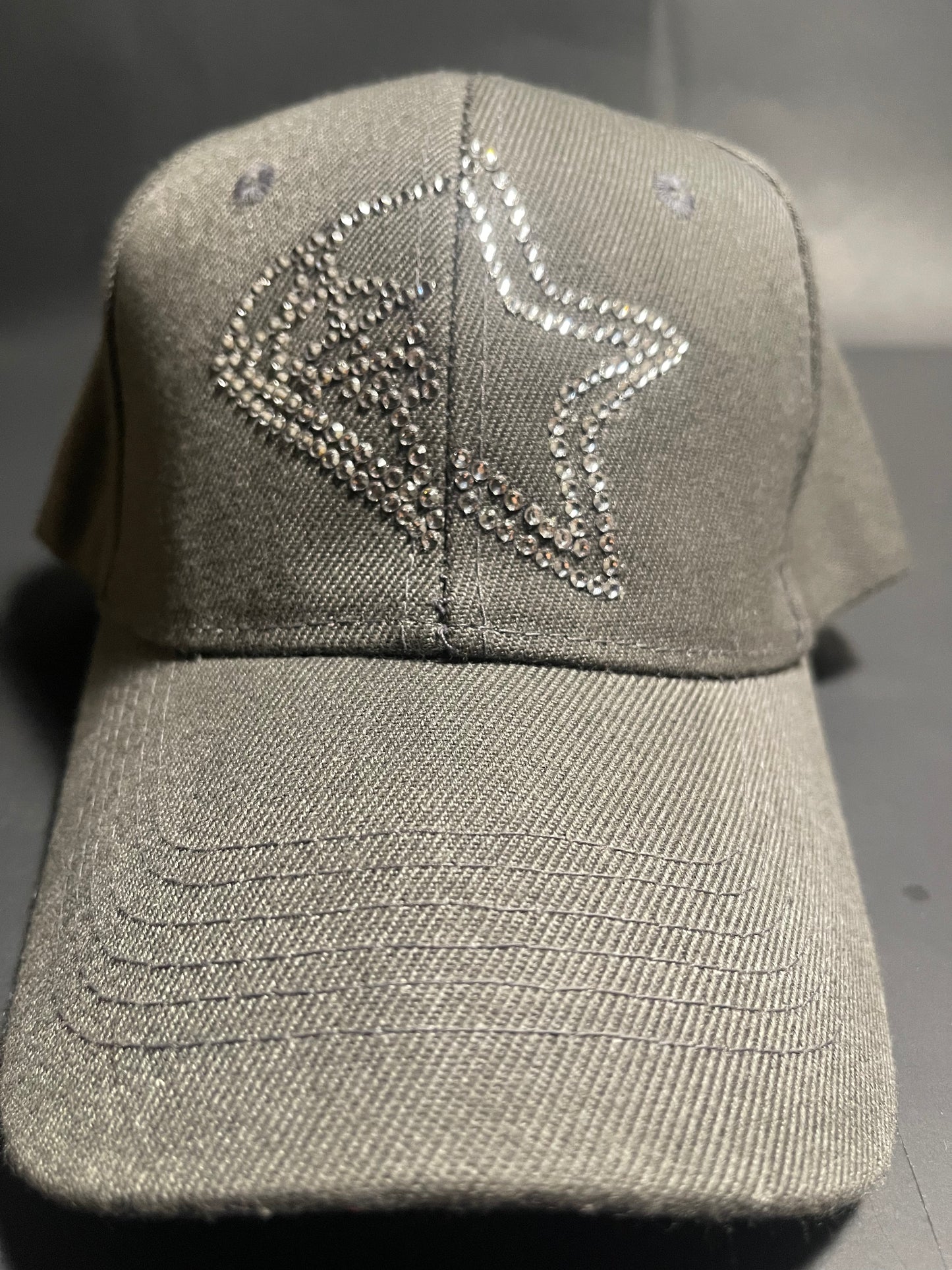 Rhinestars Logo Alien Grey Rhinestone Hat