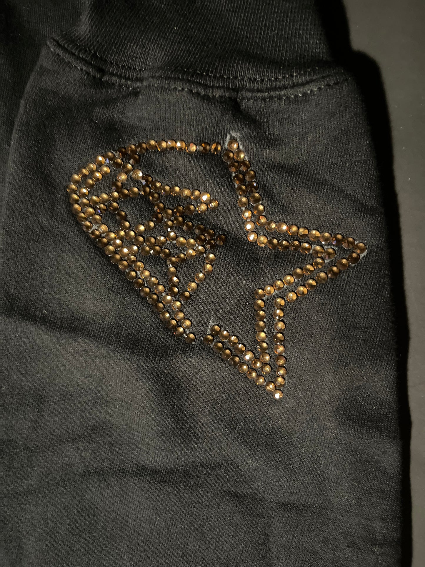 Rhinestars coffe Logo split Rhinestone hoodie (XL)