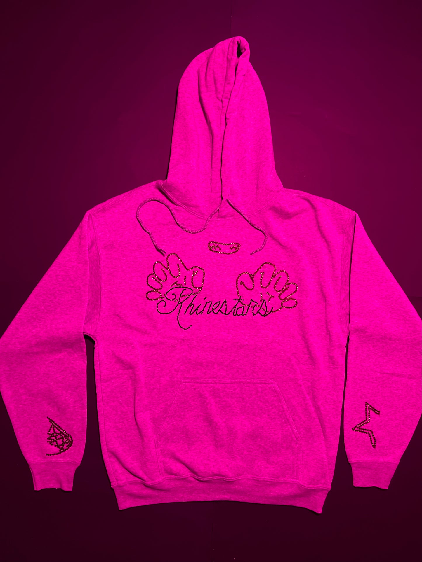 Pushing Rhinestars name Rhinestone hoodie(M)