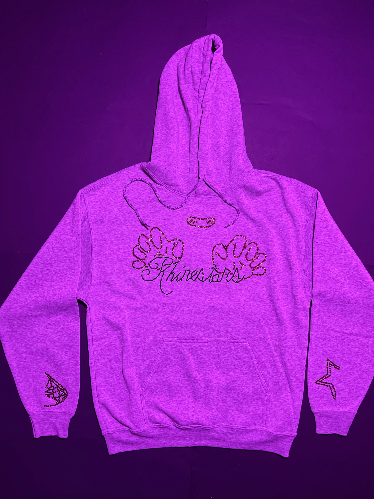 Pushing Rhinestars name Rhinestone hoodie(M)