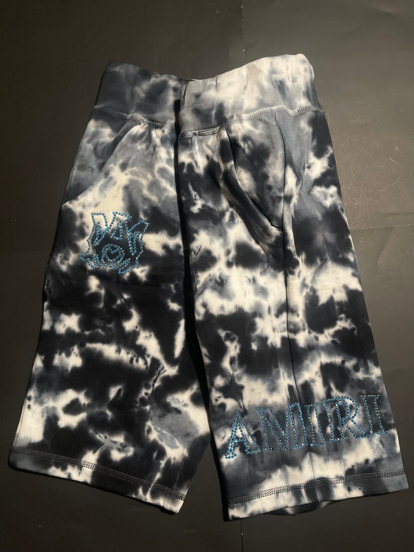 Amiri tye dye rhinestone glacier Rhinestone shorts(L)