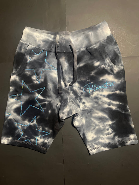 Rhinestars stars tye dye glacier Rhinestone shorts(S)