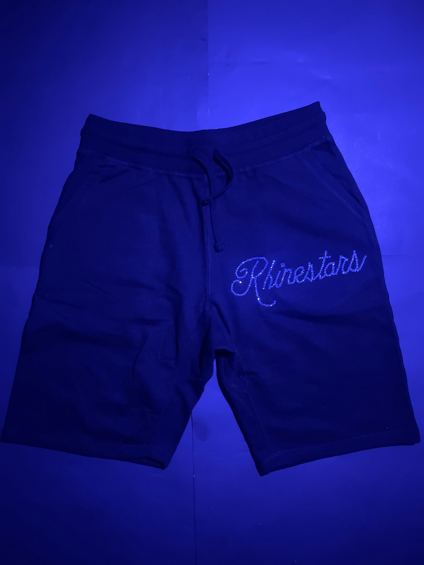 Rhinestars logo/name Blue Tundra Rhinestone shorts(XL)