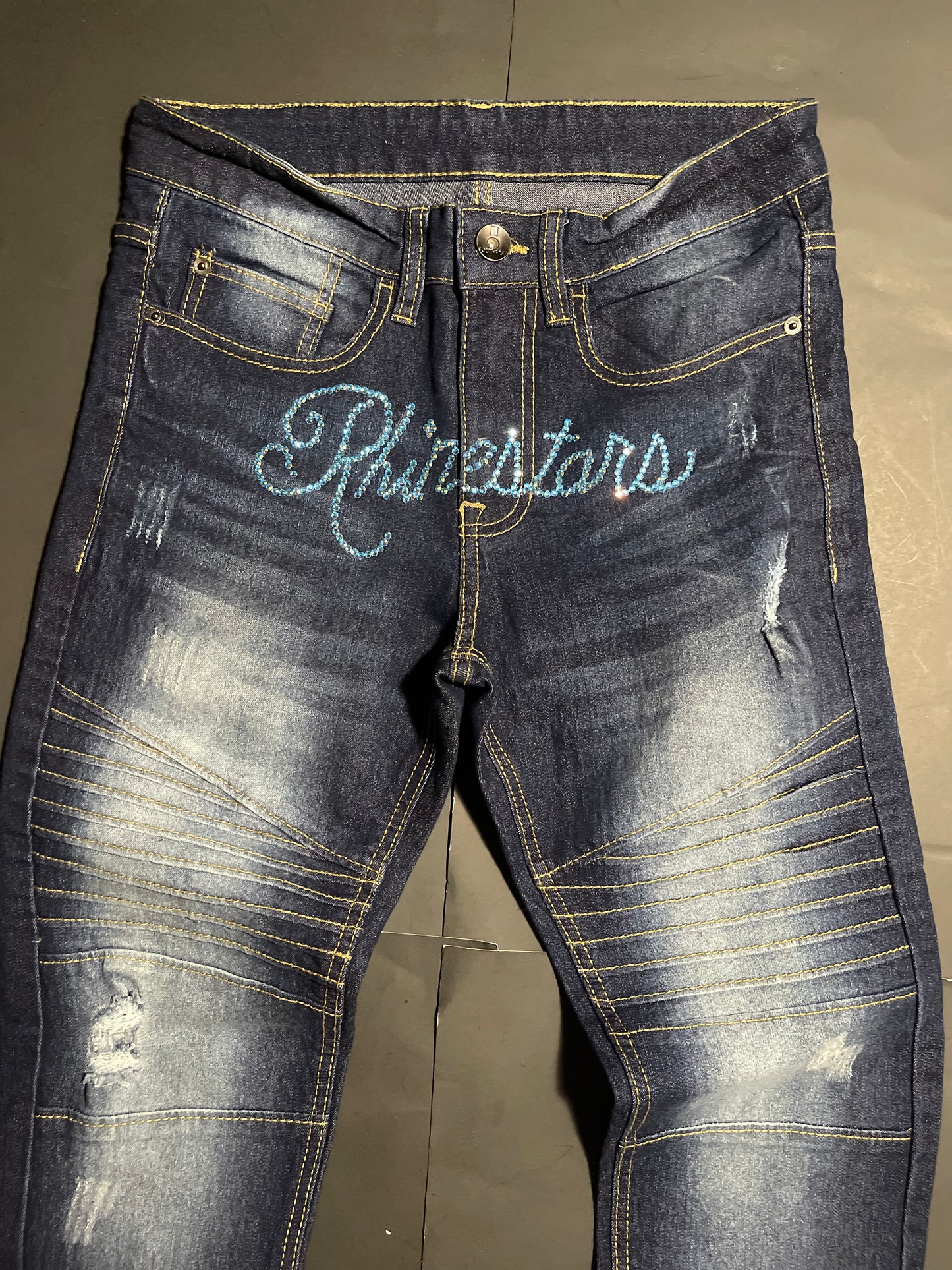 Rhinestars glacier name textured Rhinestone Jeans(28x)