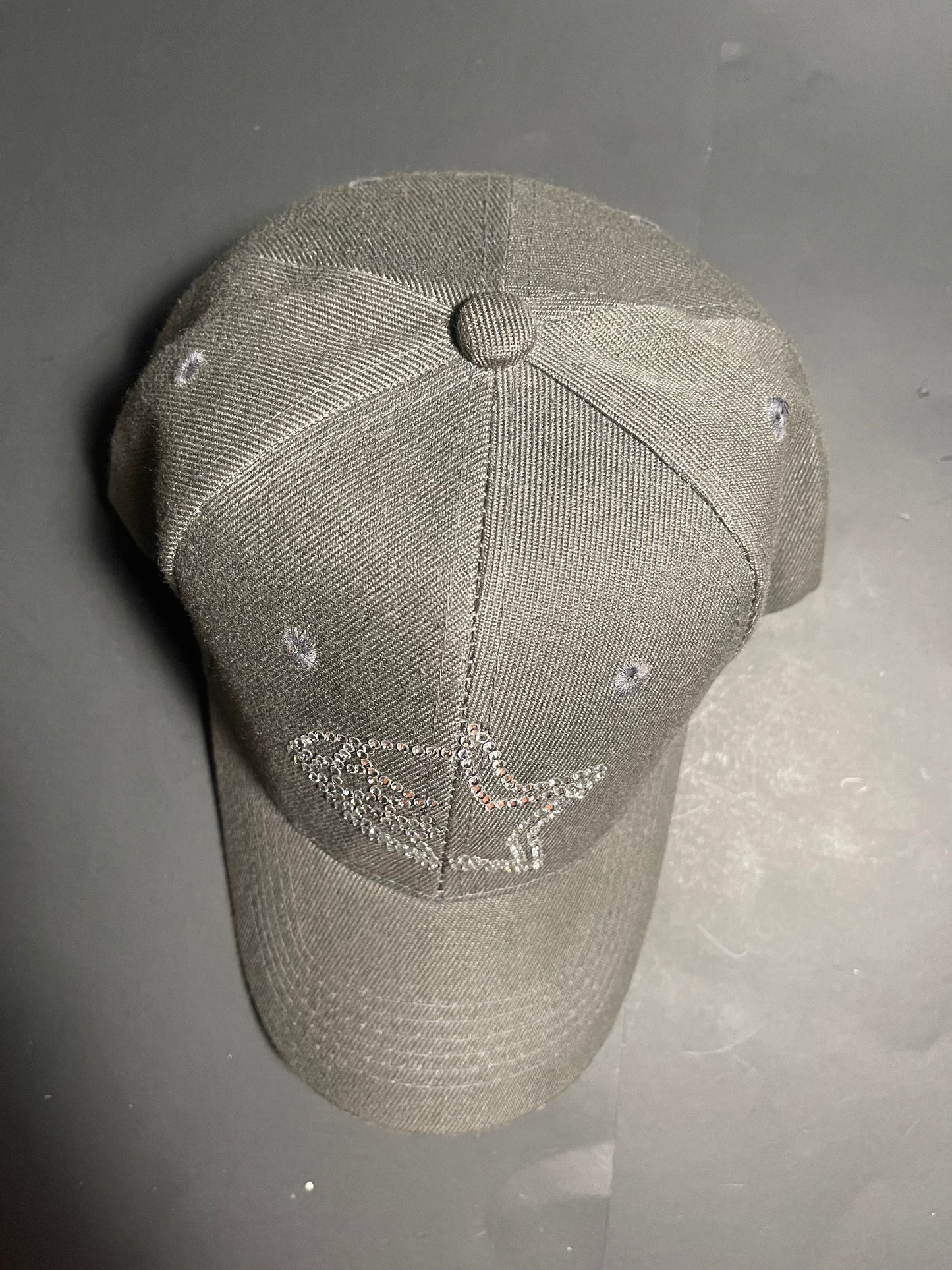 Rhinestars Logo Alien Grey Rhinestone Hat