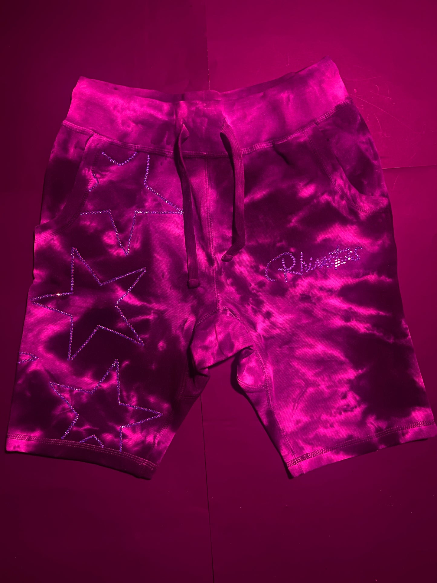 Rhinestars stars tye dye glacier Rhinestone shorts(S)