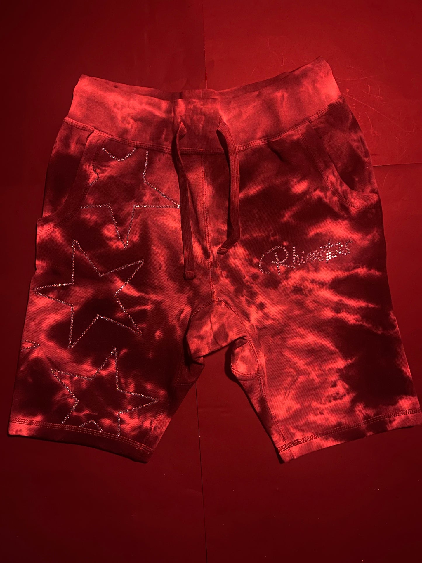 Rhinestars stars tye dye glacier Rhinestone shorts(S)