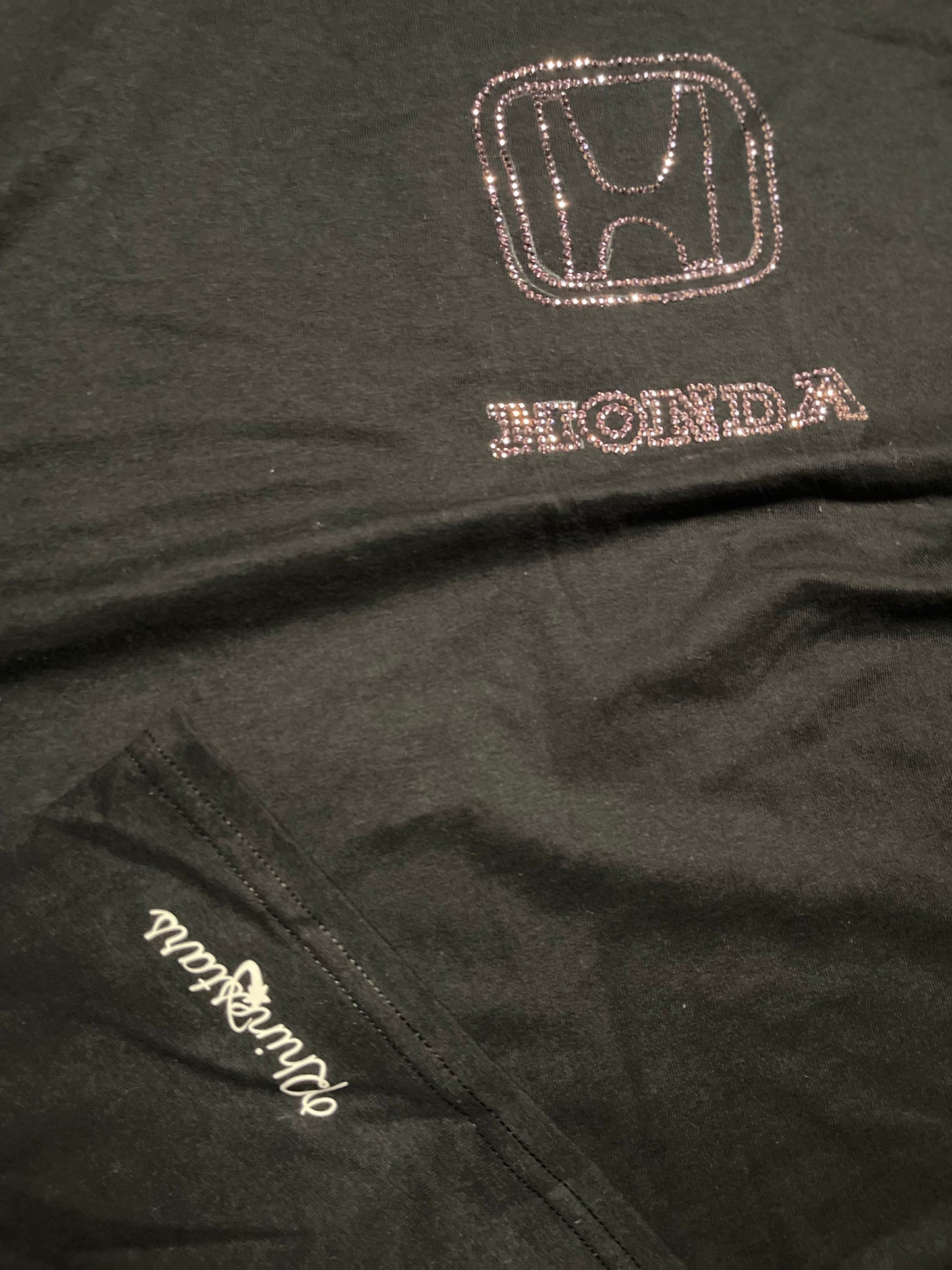 Honda logo rhinestone shirt(XL)