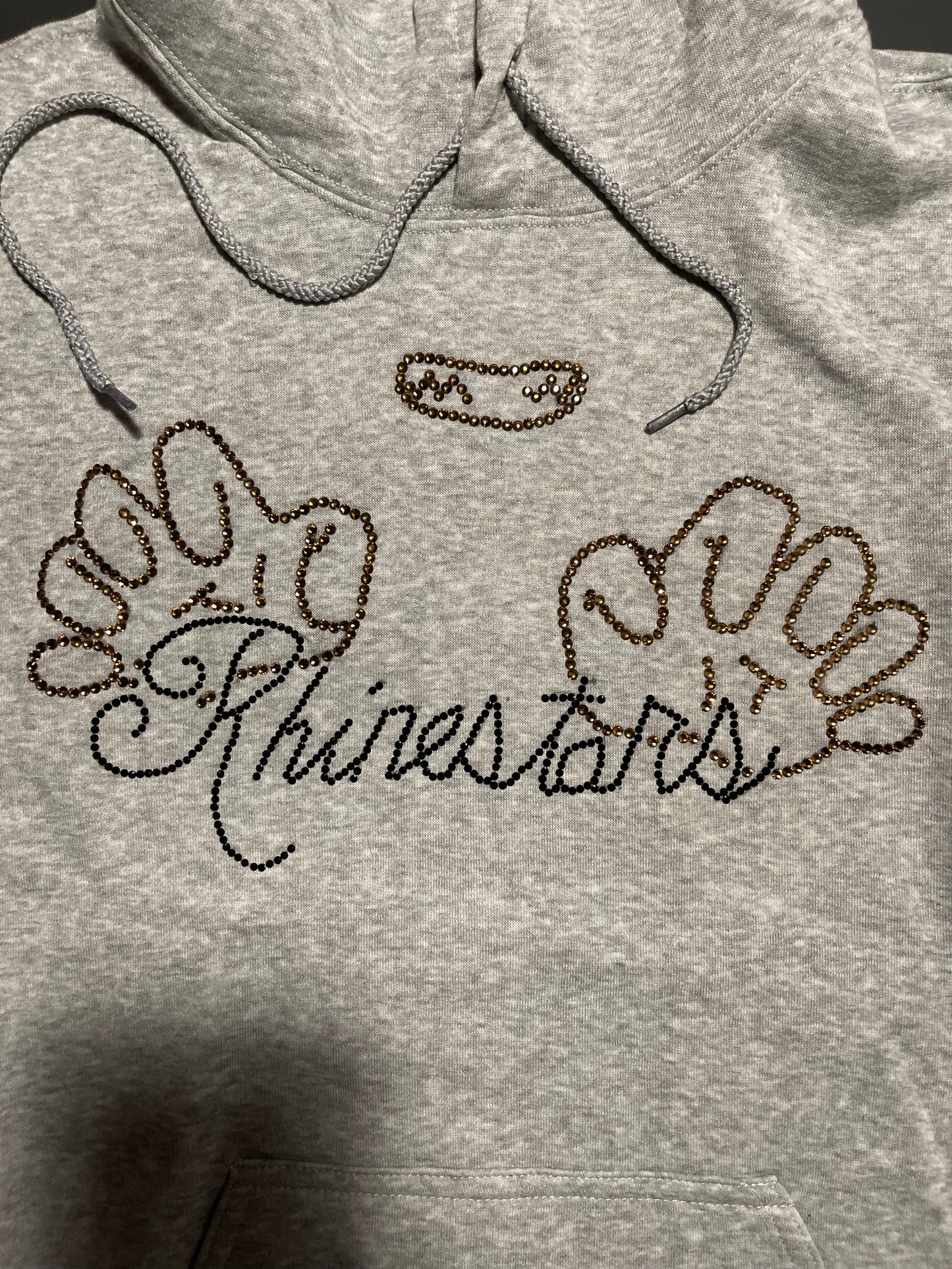 Pushing Rhinestars name Rhinestone hoodie(M)