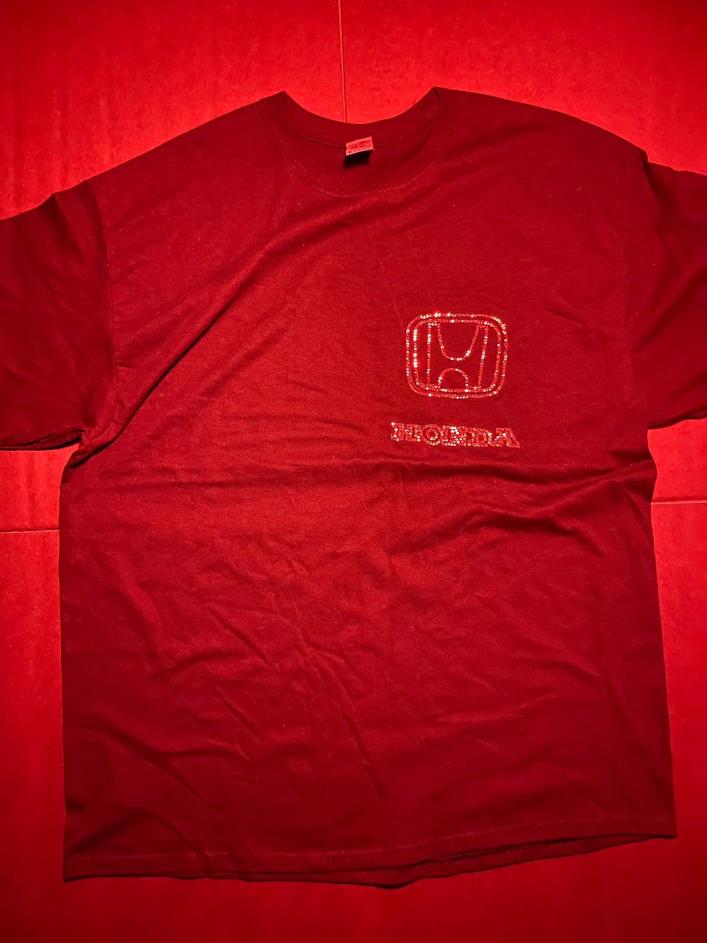 Honda logo rhinestone shirt(XL)