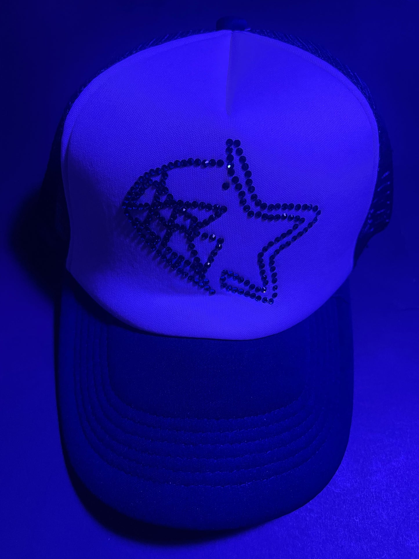 Rhinestars Logo Ocean blue Rhinestone trucker Hat