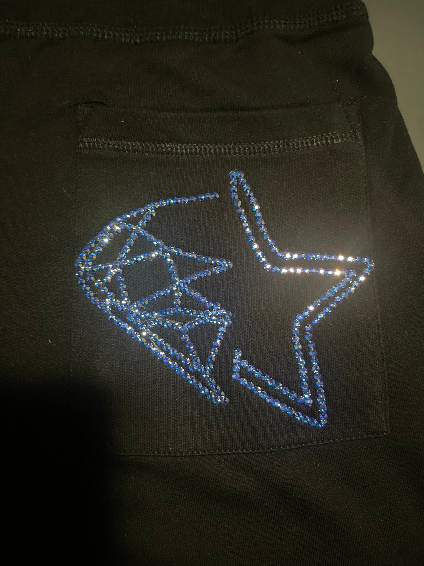 Rhinestars logo/name Blue Tundra Rhinestone shorts(XL)