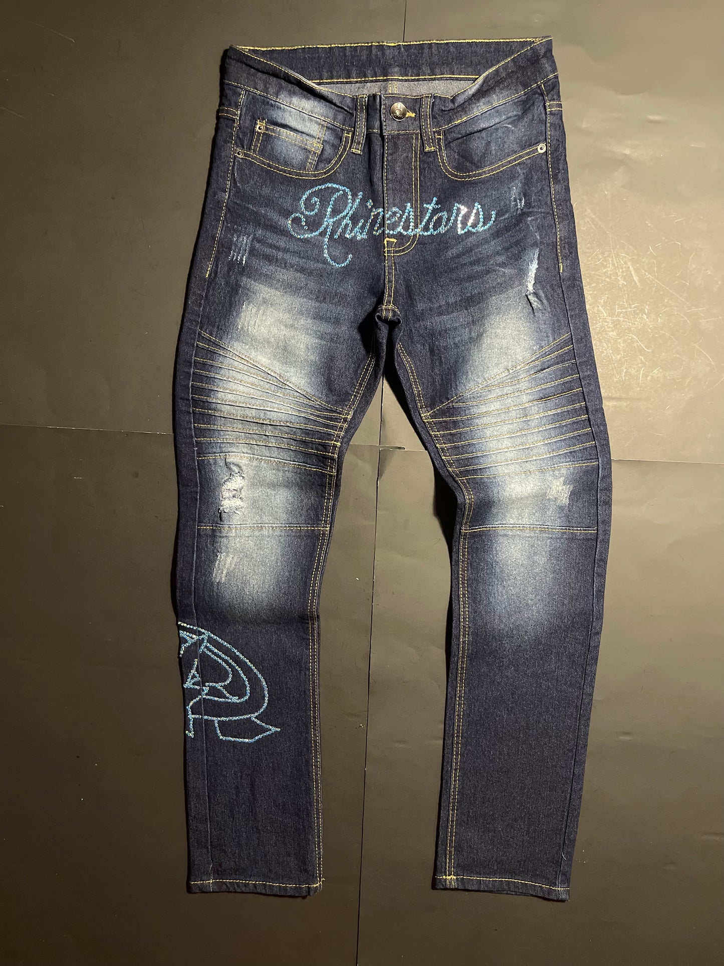 Rhinestars glacier name textured Rhinestone Jeans(28x)