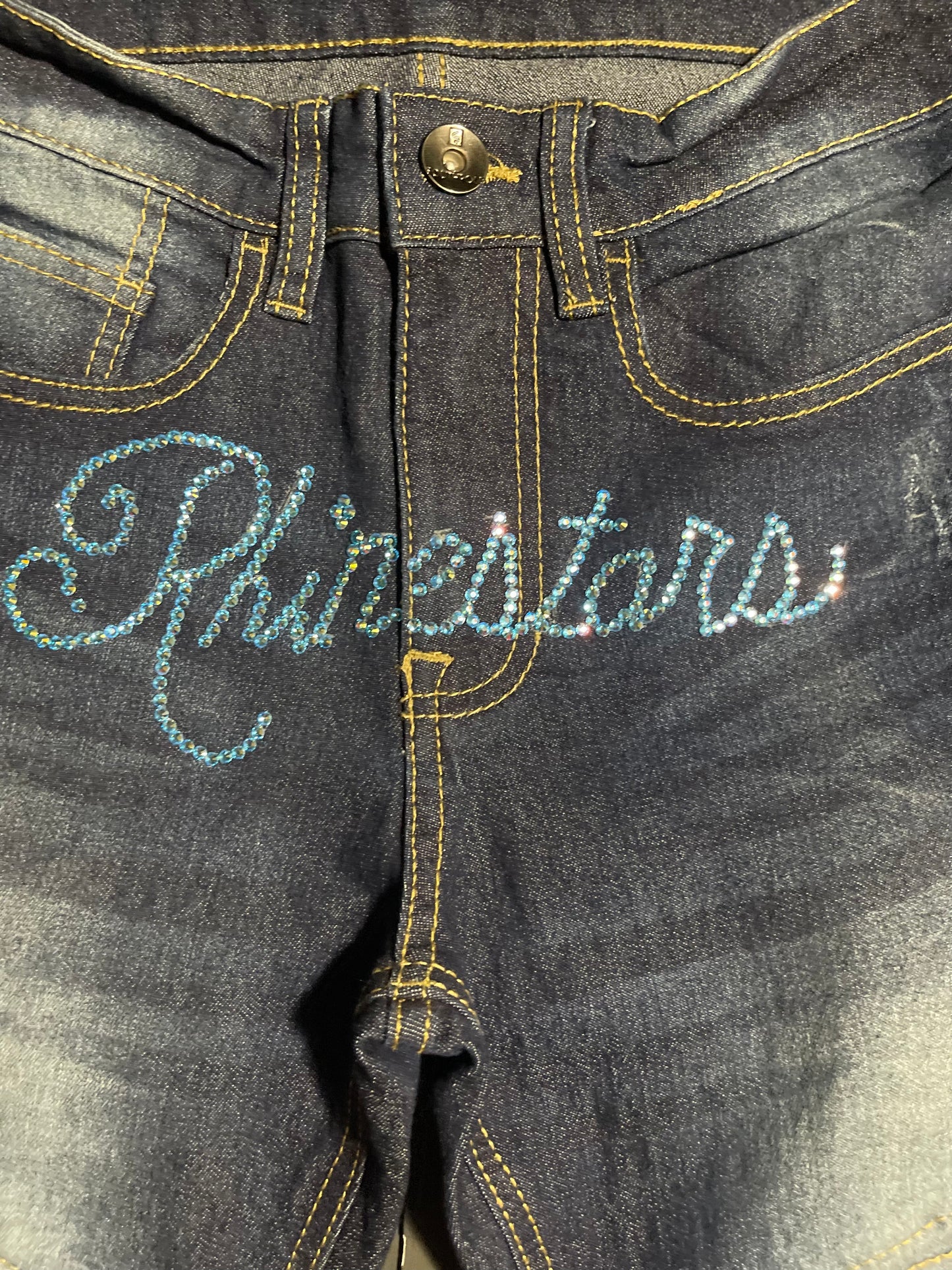 Rhinestars glacier name textured Rhinestone Jeans(28x)