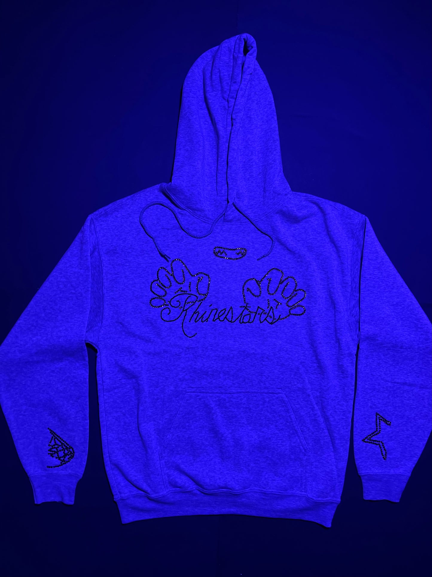 Pushing Rhinestars name Rhinestone hoodie(M)