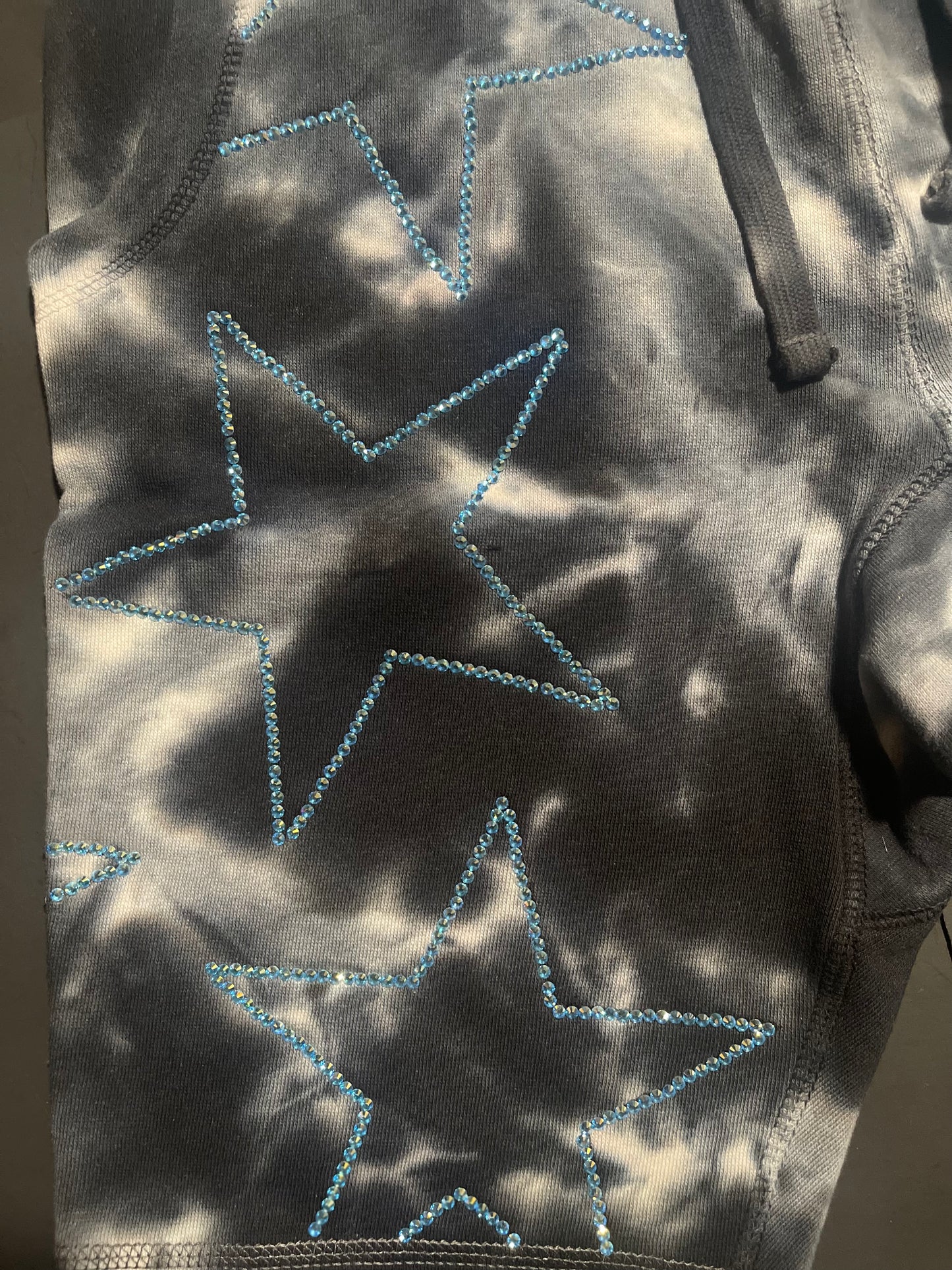 Rhinestars stars tye dye glacier Rhinestone shorts(S)