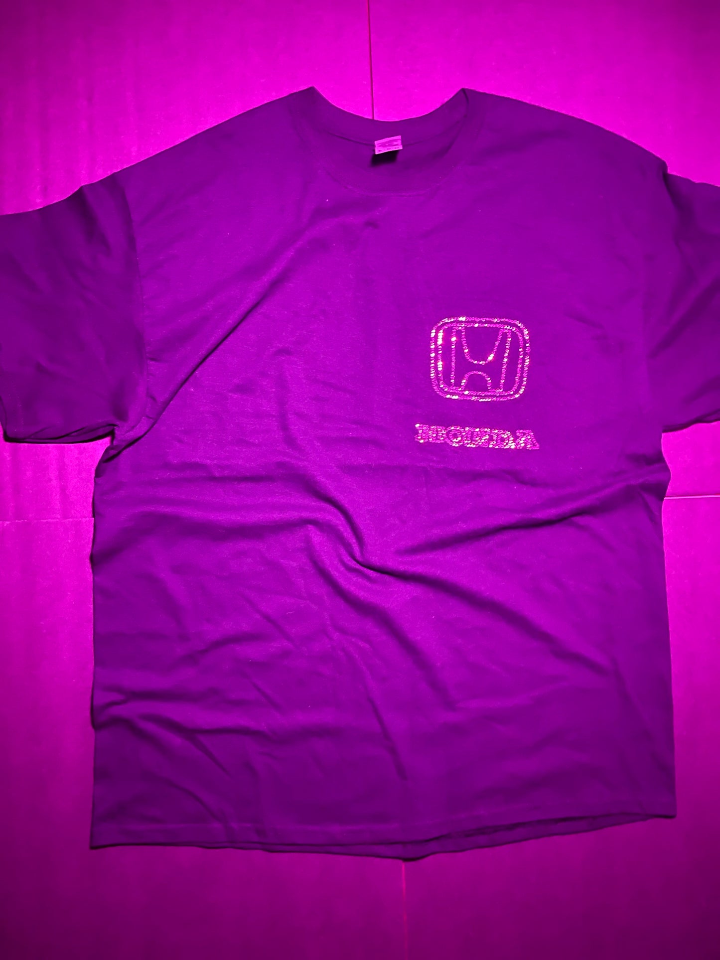 Honda logo rhinestone shirt(XL)