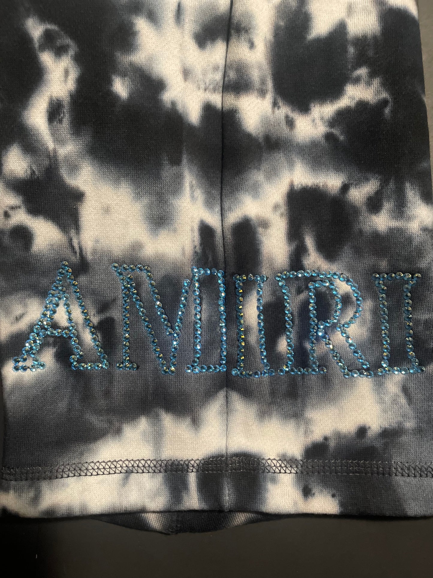 Amiri tye dye rhinestone glacier Rhinestone shorts(L)