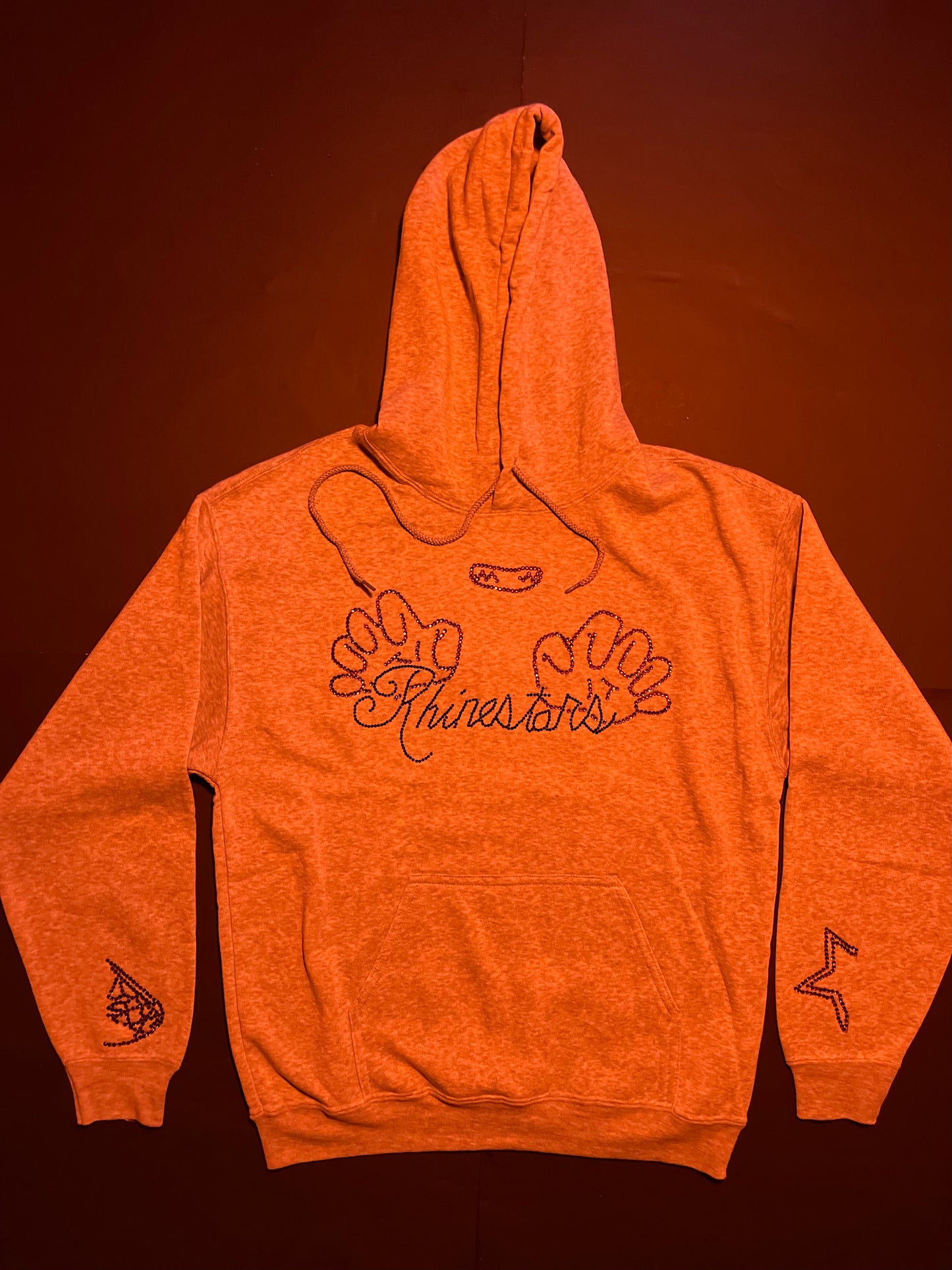 Pushing Rhinestars name Rhinestone hoodie(M)