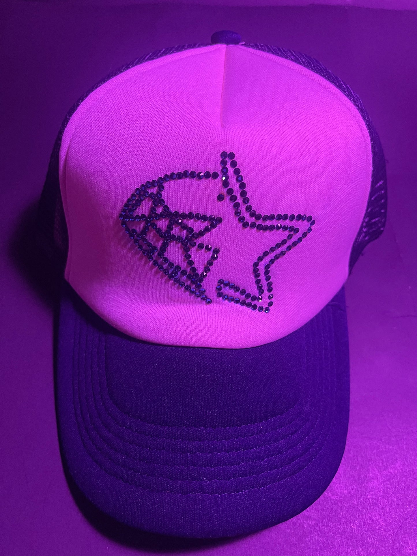 Rhinestars Logo Ocean blue Rhinestone trucker Hat