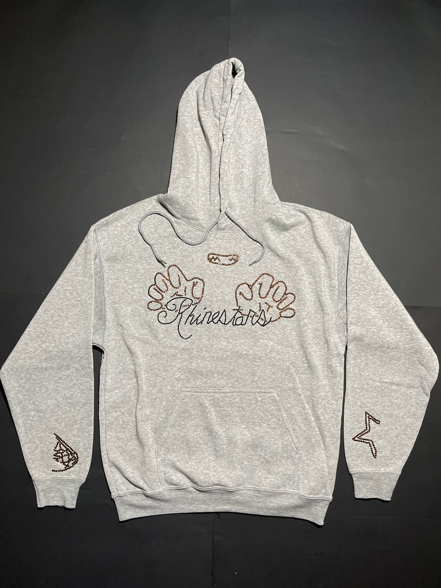 Pushing Rhinestars name Rhinestone hoodie(M)