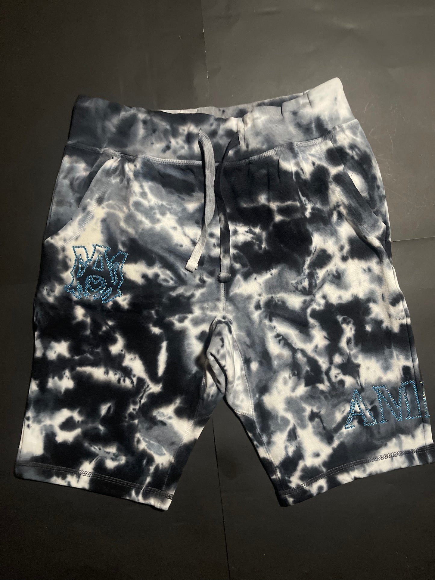 Amiri tye dye rhinestone glacier Rhinestone shorts(L)