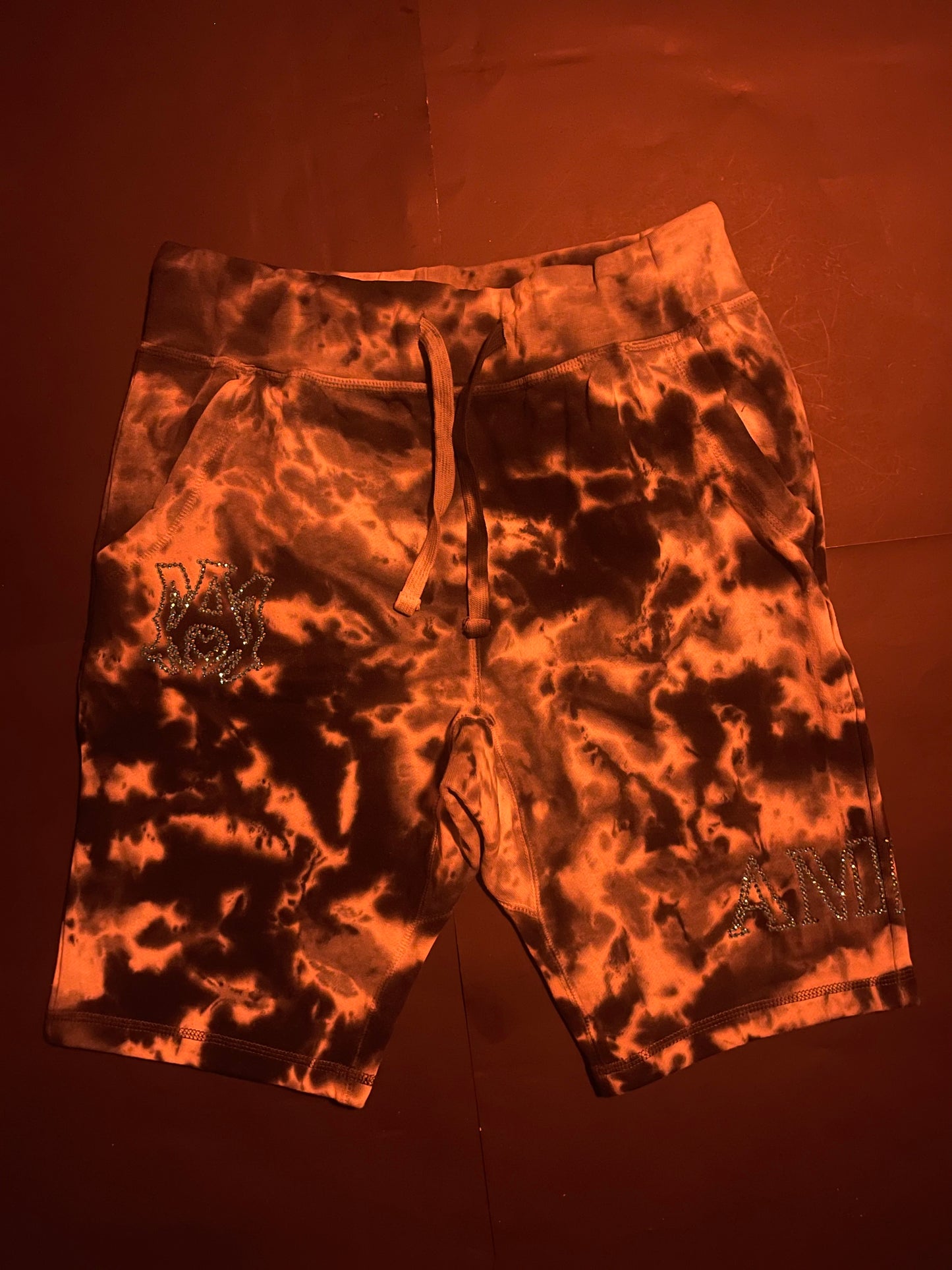 Amiri tye dye rhinestone glacier Rhinestone shorts(L)