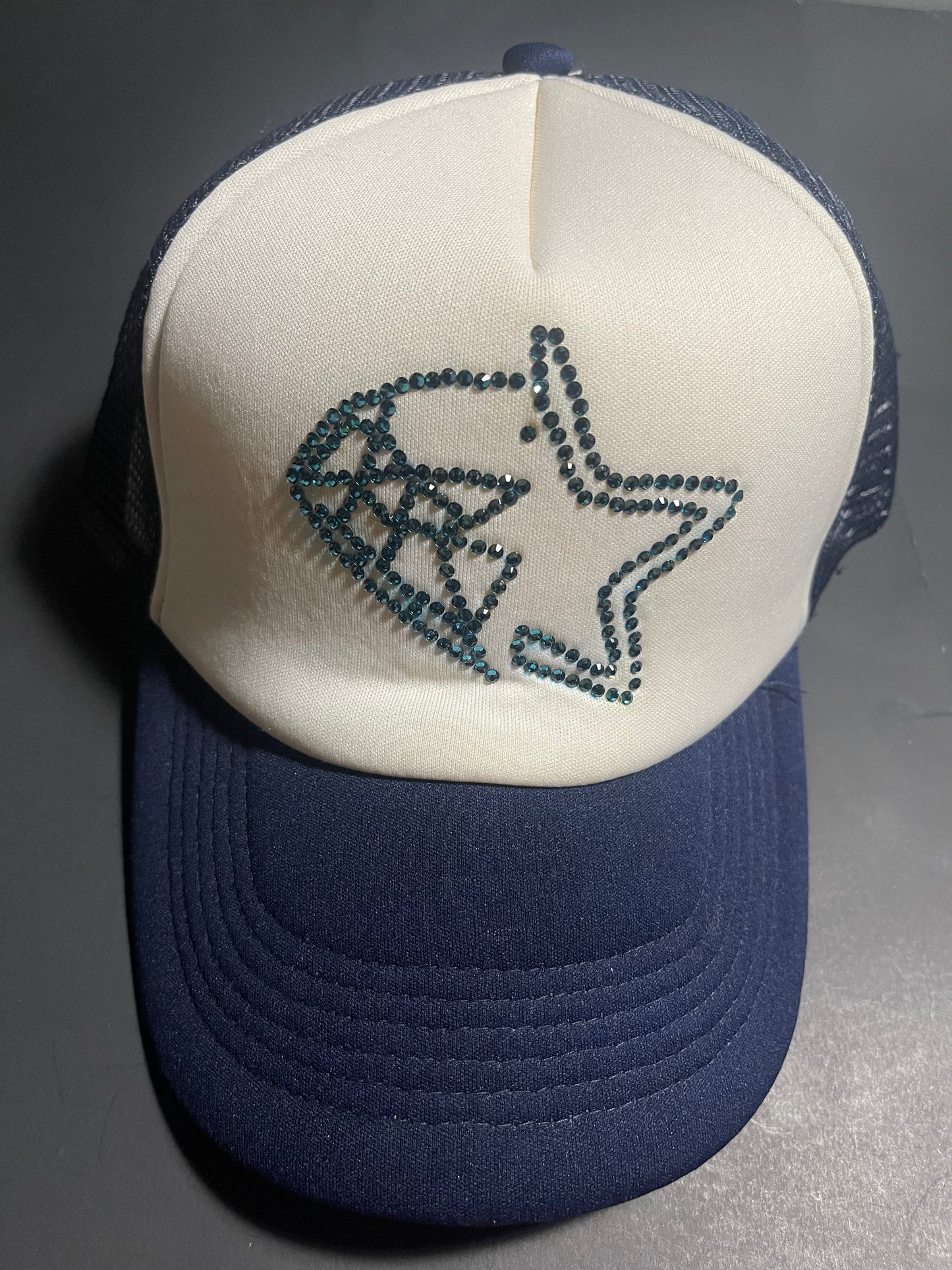 Rhinestars Logo Ocean blue Rhinestone trucker Hat