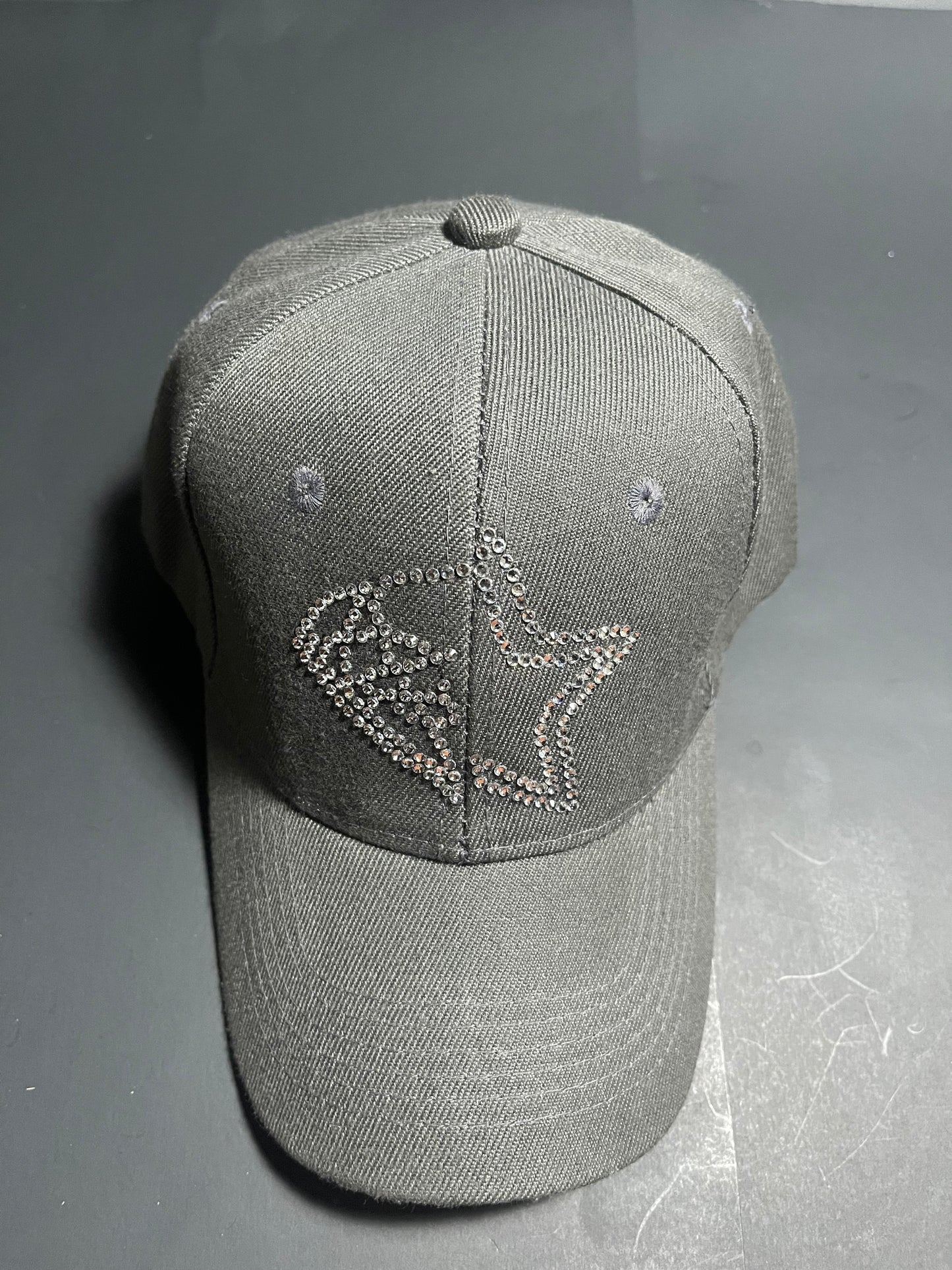 Rhinestars Logo Alien Grey Rhinestone Hat