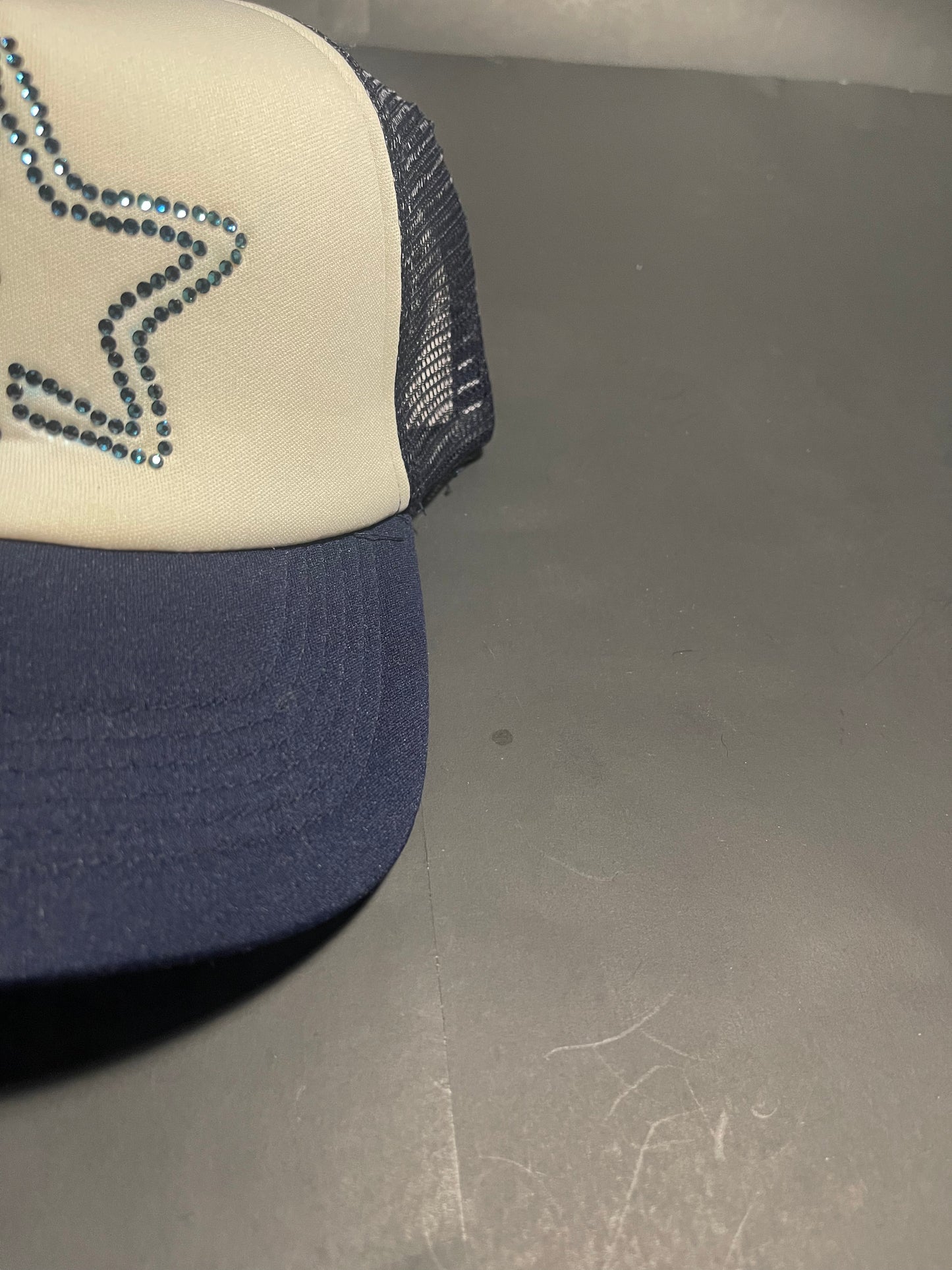 Rhinestars Logo Ocean blue Rhinestone trucker Hat