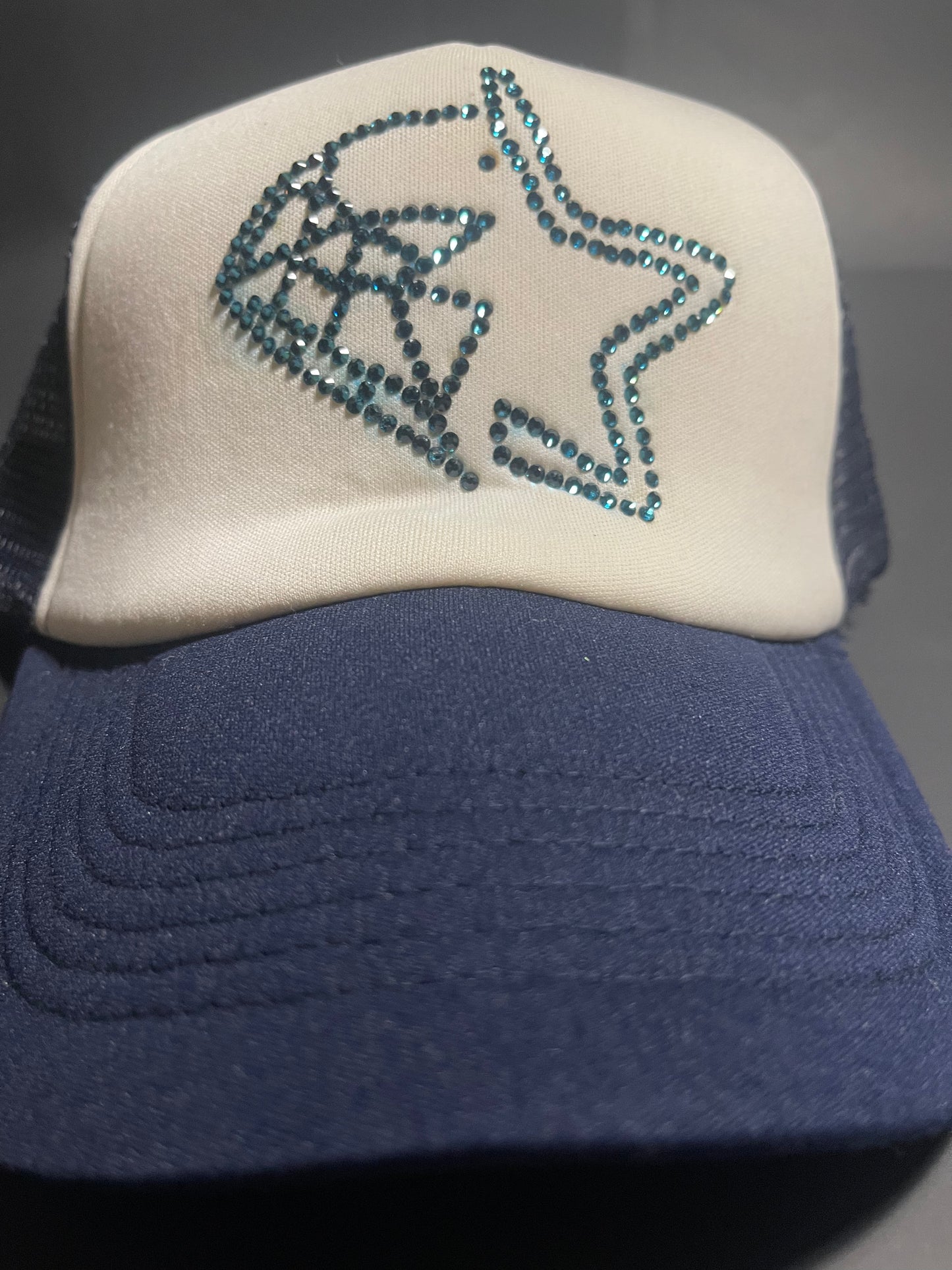 Rhinestars Logo Ocean blue Rhinestone trucker Hat