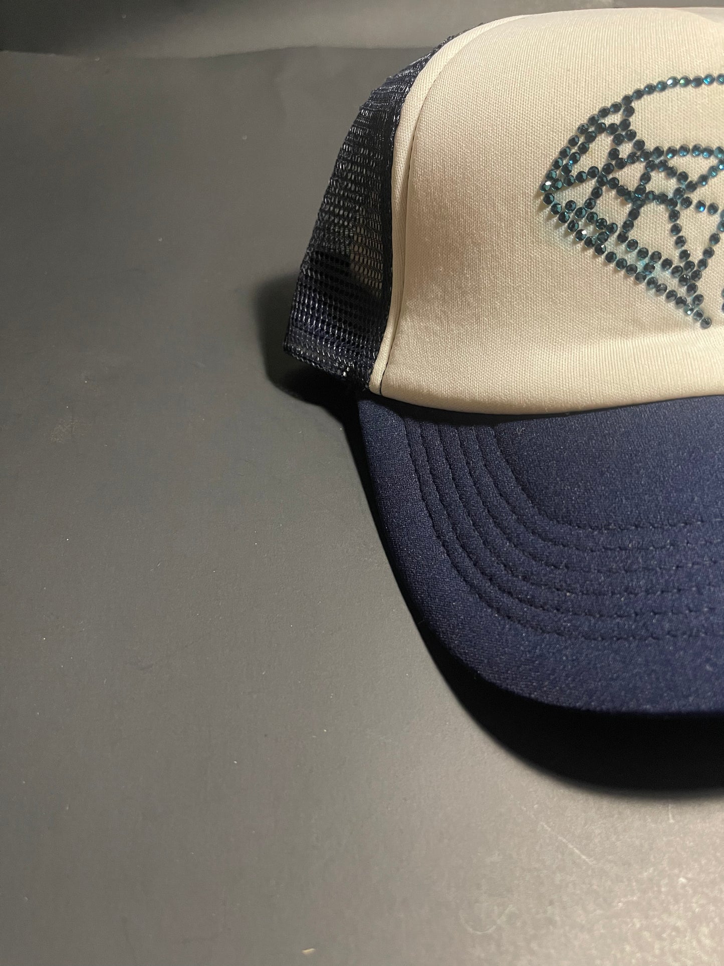 Rhinestars Logo Ocean blue Rhinestone trucker Hat