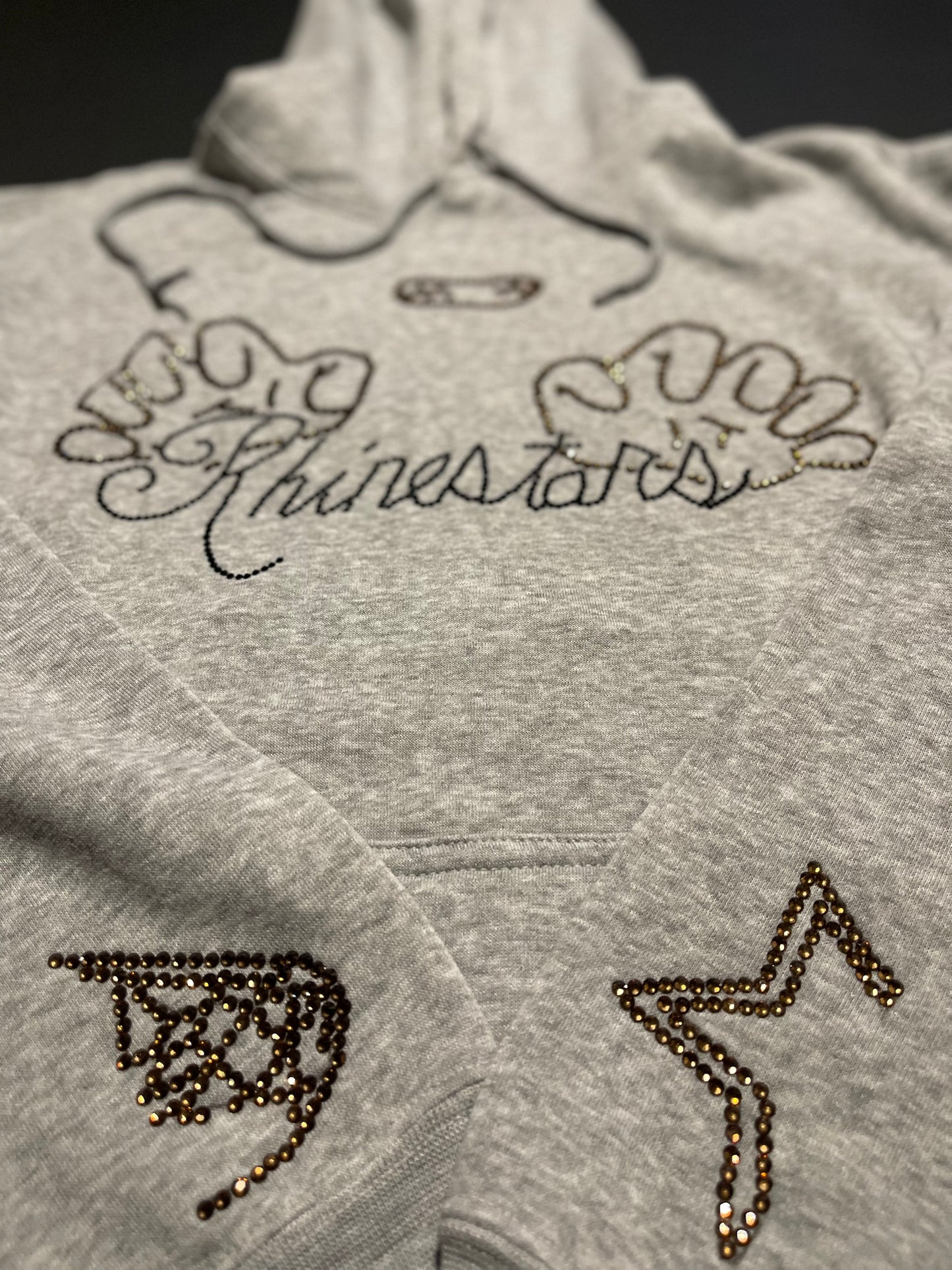 Pushing Rhinestars name Rhinestone hoodie(M)