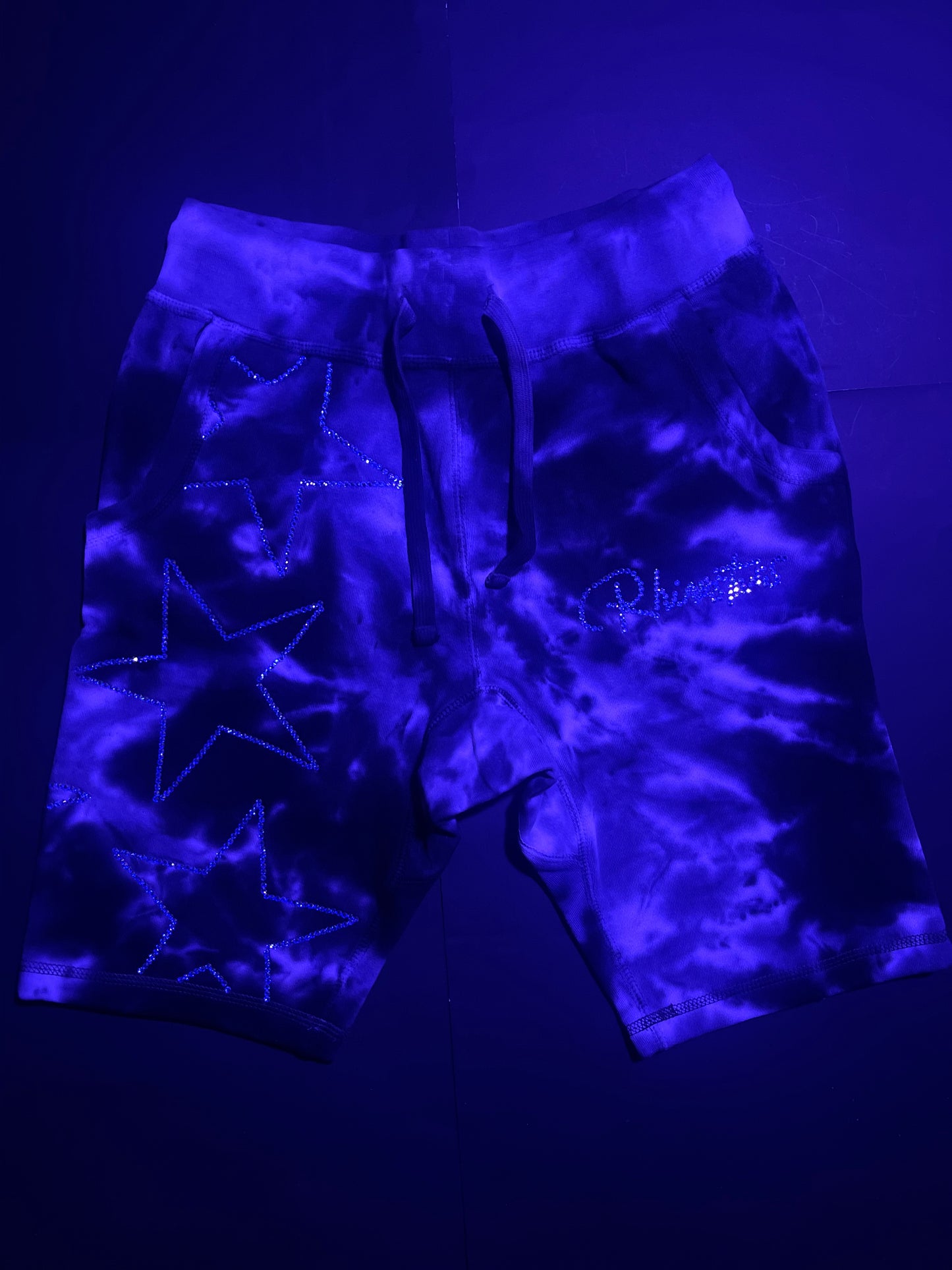 Rhinestars stars tye dye glacier Rhinestone shorts(S)