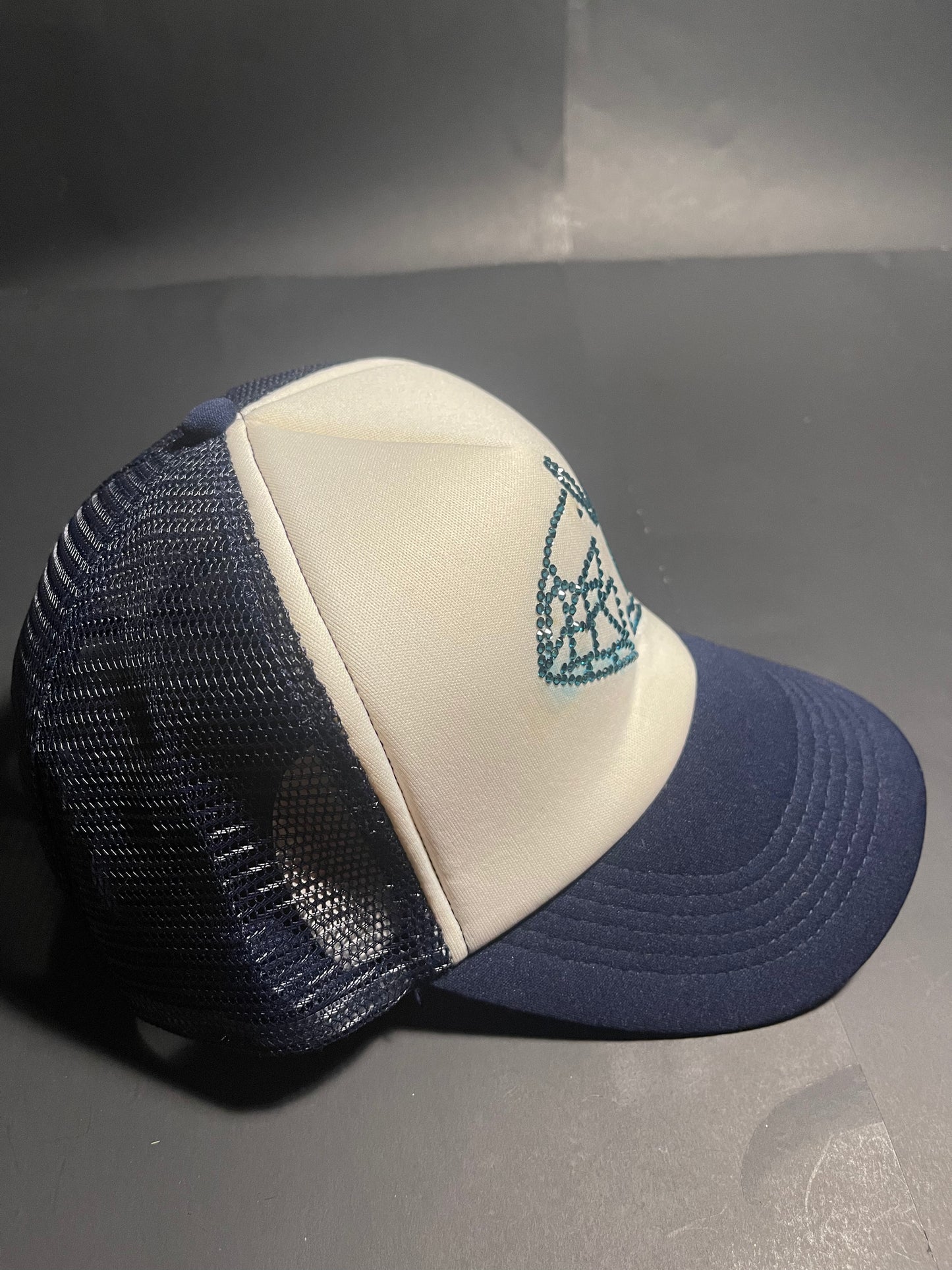 Rhinestars Logo Ocean blue Rhinestone trucker Hat