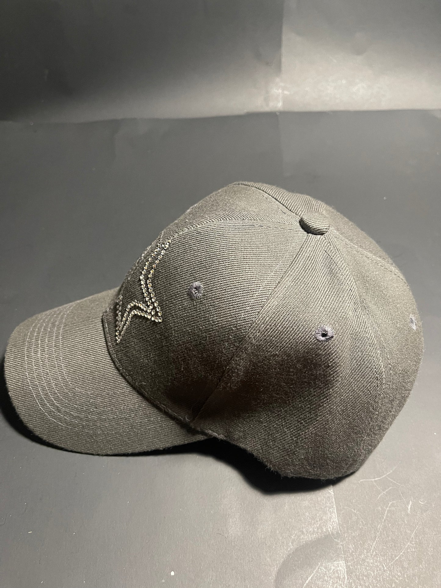 Rhinestars Logo Alien Grey Rhinestone Hat